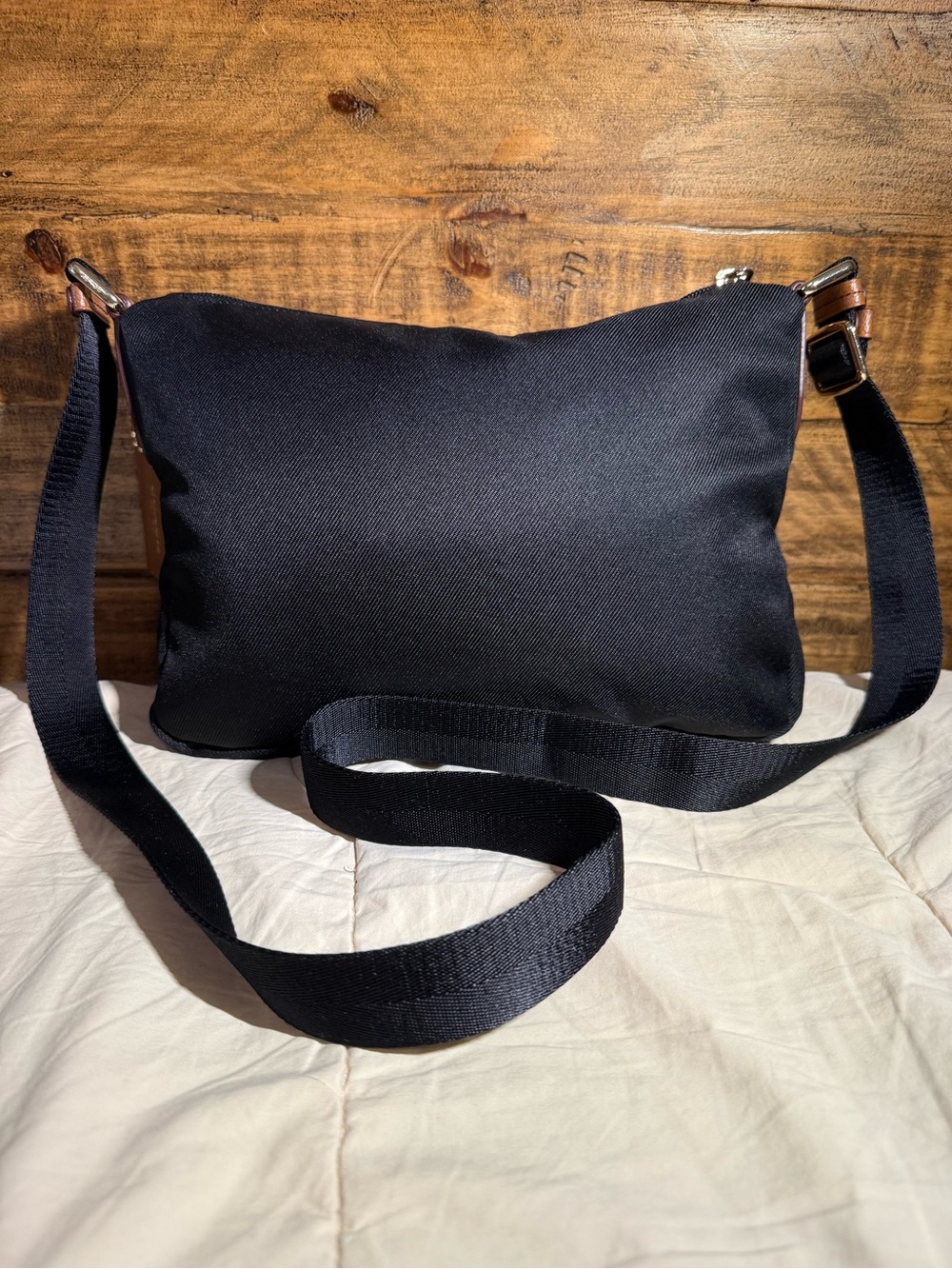 Coach Black Crossbody with Tan Leather Trim and Gold Hardware - Picture 9 of 10